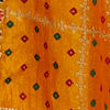 Mustard Yellow Linear Patterned Bandhani Saree with Rhinestone Work